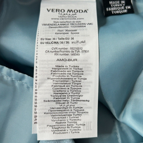 Vero Moda Vendela Ankle Trousers VMC High Rise Smoke Blue Women's 4 NWT - Picture 11 of 11